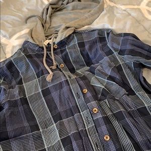 Plaid hooded T-shirt